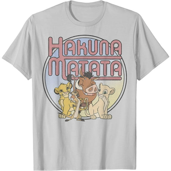 Lion King Retro Hakuna Matata Simba And Friends DTG Print Unisex T-Shirt,Ice Grey Color,Size M