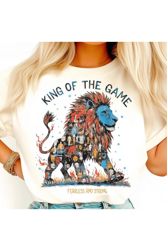 Lion King Shirt, Fearless Beast Tee, Fiery Jungle Majesty T-Shirt, Warrior Spirit Graphic Tee, Wild Animal Strength Symbol Shirt