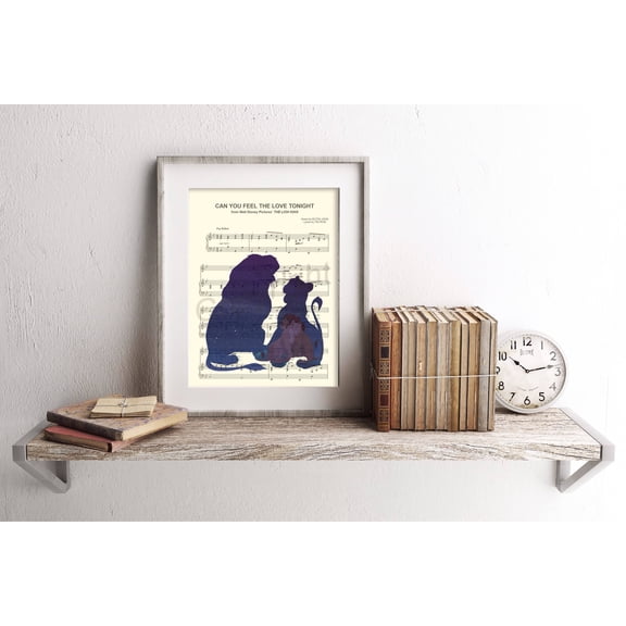 Lion King Simba And Nala Silhouette Can You Feel The Love Tonight Sheet Music Art Print
