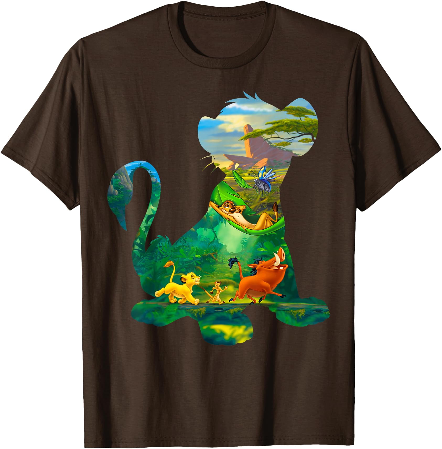 Lion King Simba Silhouette Graphic DTG Print Unisex T-Shirt,Dark ...