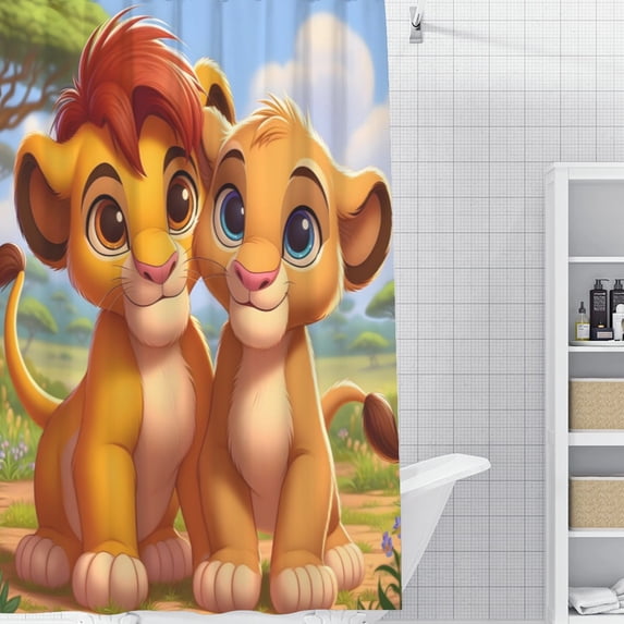 Lion King Simba-theme Bathroom Shower Curtain Home Decor,Bath Curtains Durable Waterproof Bath Curtain , Adluts Girls Boys Bathroom Decor House Gifts 71x71inch(180cmX180cm)