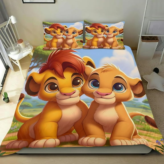 Lion King Simba-themed Bed Sheet Set Three Piece Set Comfortable And Skin Friendly Unique Design Home Decor Gifts For Family Friends fans36x75Inches90cm*190cm