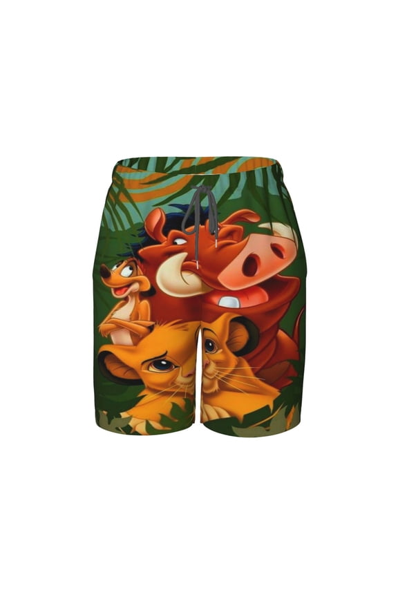 Lion King Swim Trunks For Boys Beach Short With Drawstring Swimsuit Pants