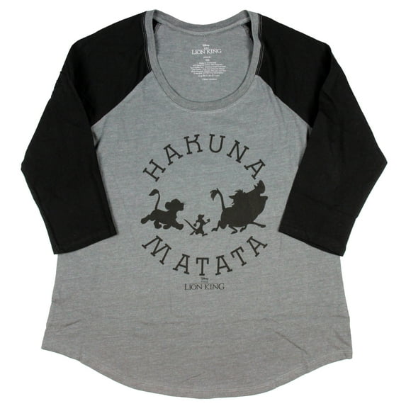 Lion King Women's Hakuna Matata Grey/Black Raglan Plus Size T-Shirt