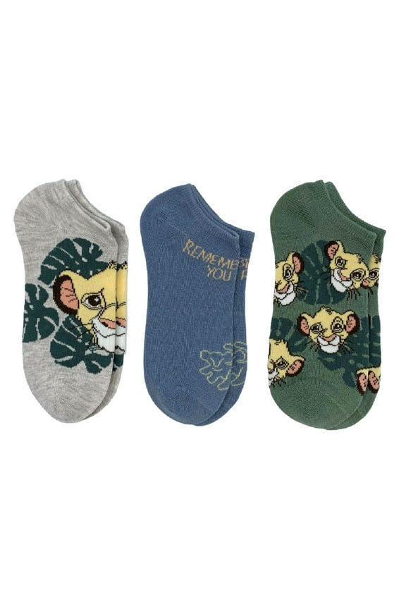 Lion King Women's Print No Show Socks, 3-Pack, Shoe Size 4-10