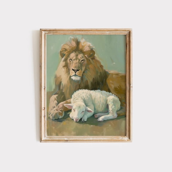 Lion Lamb Christian Faith Wall Art Home Decor