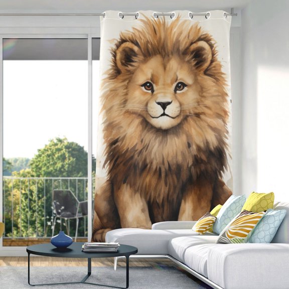 Lion Leaves Browm Blackout Curtain Panels Drapes Privacy Assured with Light Filtering Curtains for Living room Bedroom Bathroom Window