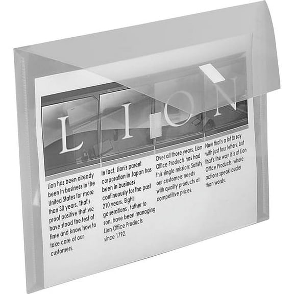 Lion Letter Recycled Vinyl File Pocket - 8 1/2" x 11" - 2 Pocket(s) - Poly - Clear - 20% Recycled - 1 Each | Bundle of 10 Each