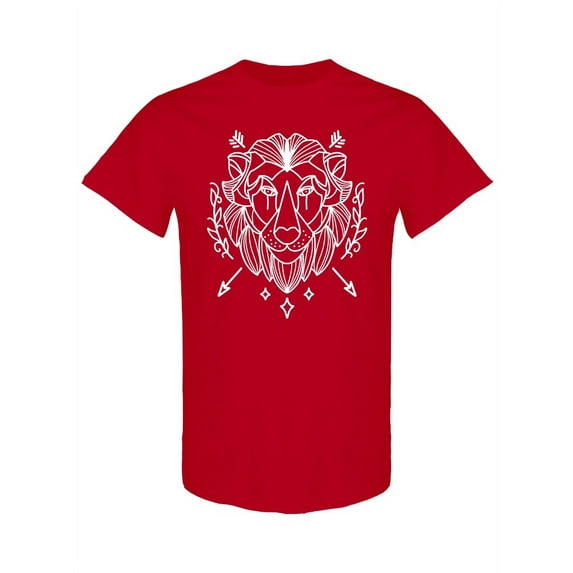 Lion Line Art Graphic T-Shirt Men -Image by Shutterstock, Male 3X-Large