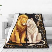 Lion and Lioness Blanket, Lions Decor Animal Print Throw Blanket, Gifts for Girls Boys Kids Adults Women and Men, Warm Soft Plush Lightweight Flannel Blanket for Couch and Bedding 50x40