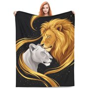 Lion and Lioness Blanket, Lions Decor Animal Print Throw Blanket, Gifts for Girls Boys Kids Adults Women and Men, Warm Soft Plush Lightweight Flannel Blanket for Couch and Bedding 50x40