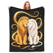 Lion and Lioness Blanket, Lions Decor Animal Print Throw Blanket, Gifts for Girls Boys Kids Adults Women and Men, Warm Soft Plush Lightweight Flannel Blanket for Couch and Bedding 50x40