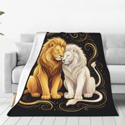 Lion and Lioness Blanket, Lions Decor Animal Print Throw Blanket, Gifts for Girls Boys Kids Adults Women and Men, Warm Soft Plush Lightweight Flannel Blanket for Couch and Bedding 50x40