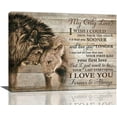 thumbnail image 1 of Lion and Lioness Wall Art Love Quotes Animal Canvas Prints Painting Vintage Lions Couple Pictures Framed Rustic Artwork Home Decor for Bathroom Bedroom Dining Living Room 16"x12", 1 of 6