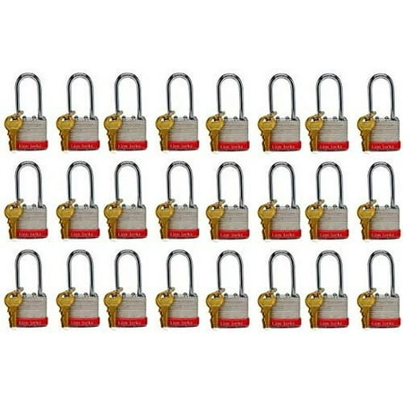 Lion Locks 24 Keyed Alike Padlocks with 2" Long Shackle, 48 Keys - Padlocks for Outdoor Use