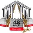 thumbnail image 1 of Lion Locks 48 Keyed Alike Padlocks with 2" Long Shackle, 96 Keys - Padlocks for Outdoor Use with Hardened Steel Case, 1 of 7