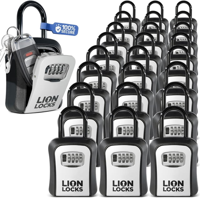 Lion Locks Key Lock Box - 24 Pack, Small Lock Box with Custom Code ...