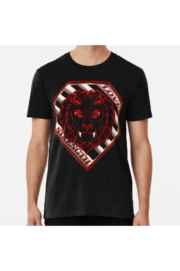 Lion Love And Strength Crest Red White Size S to 5XL Made in the USA T-Shirt