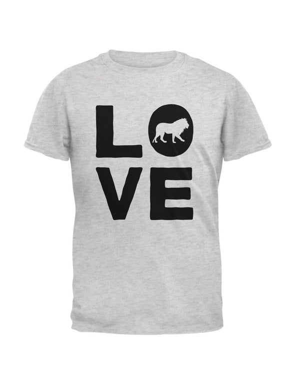 Lion Love Series Mens T Shirt Light Heather Grey SM