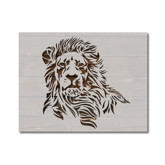 Lion Main Stencil Template Reusable 8.5 x 11 for Painting on Walls, Wood, Etc. By Stencilville