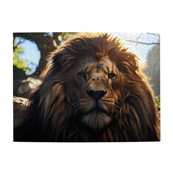 Lion Mane Portrait Wild Cat 500-Piece Wooden Jigsaw Puzzle for Adults, Fun & Challenging Family Brain-Teaser, Perfect Home Decor & Gift