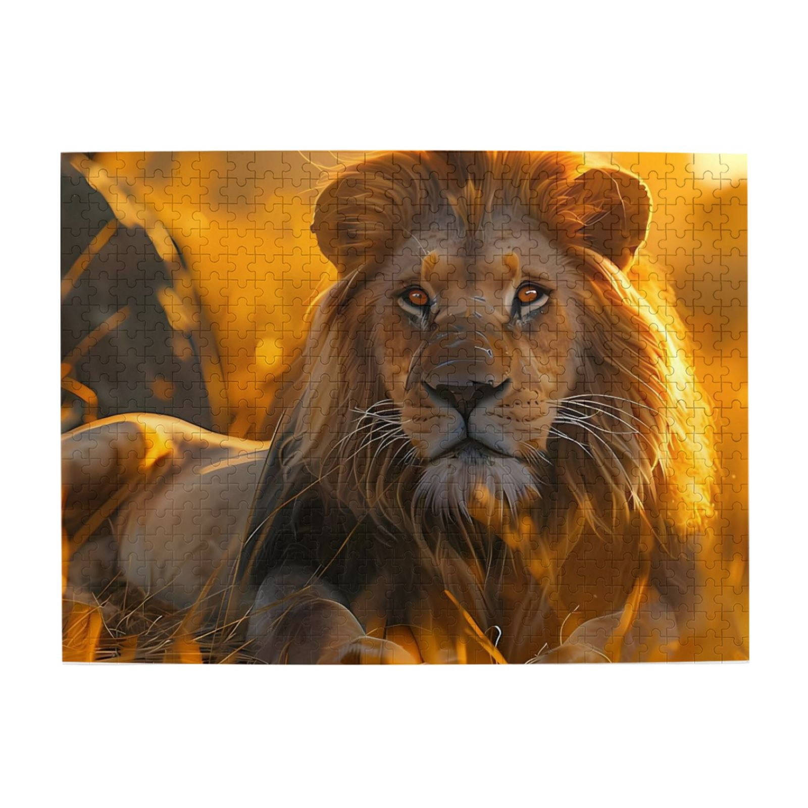 Lion Mane Predator Wildlife 500-Piece Wooden Jigsaw Puzzle for Adults ...