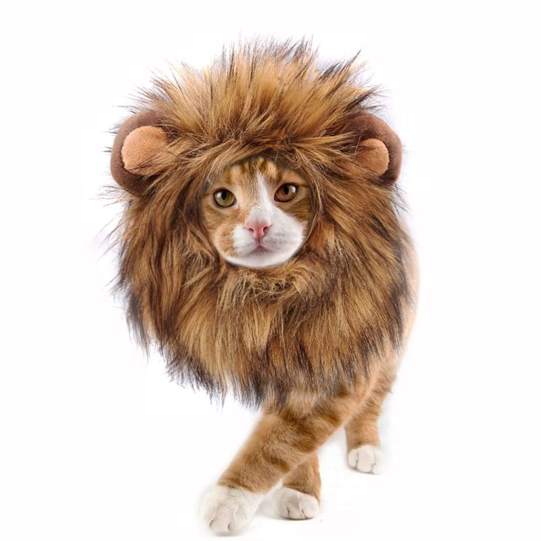 CAT LION CLOTHES HAIR FUNNY Pet MANE WIG Headgear Hat DRESS UP COSTUME G2X8  new.