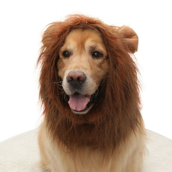 Lion Mane Wig for Dogs,Adjustable Pet Costumes with Ears and Elastic Drawstring,Fits Medium to Large Dogs