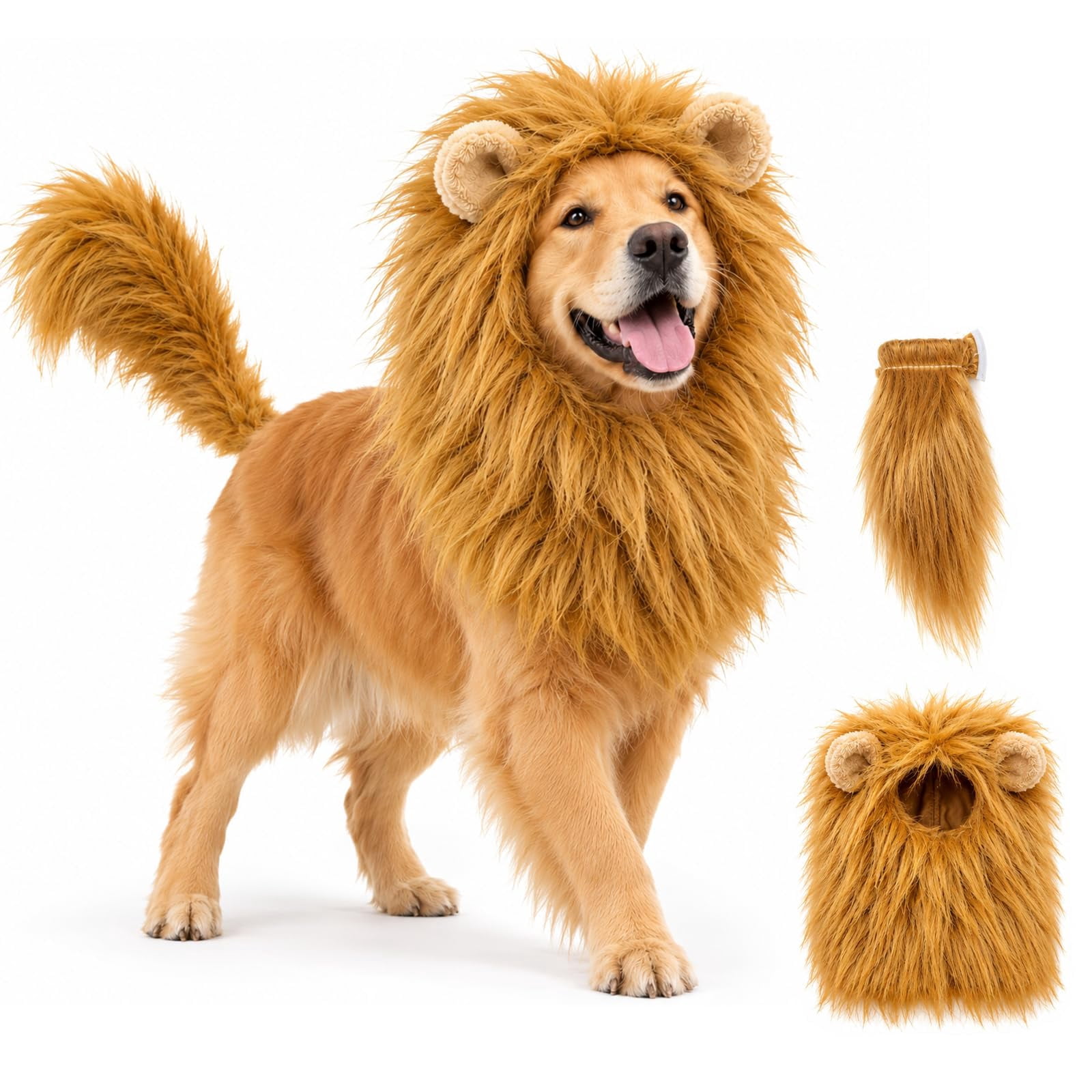 Lion Mane for Dog with Ears, Pet Lion Costume for Dogs & Cats ...
