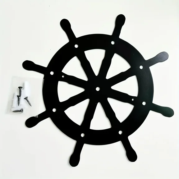 Black Metal Wall Hanging Decor Silhouette Boat Rudder Metal Wall Art, Silhouette Wall Art, for Garden Decoration
