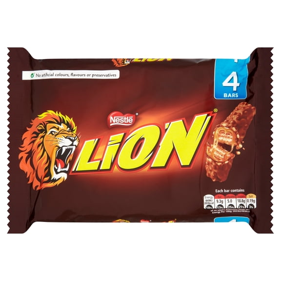 Lion Milk Chocolate Bar Multipack 42g 4 Pack, Imported from Britain