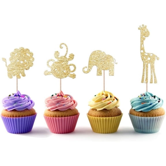 Lion Monkey Giraffe Elephant Safari Cupcake Topper 12 Pack Cupcake Topper Decoration Cake