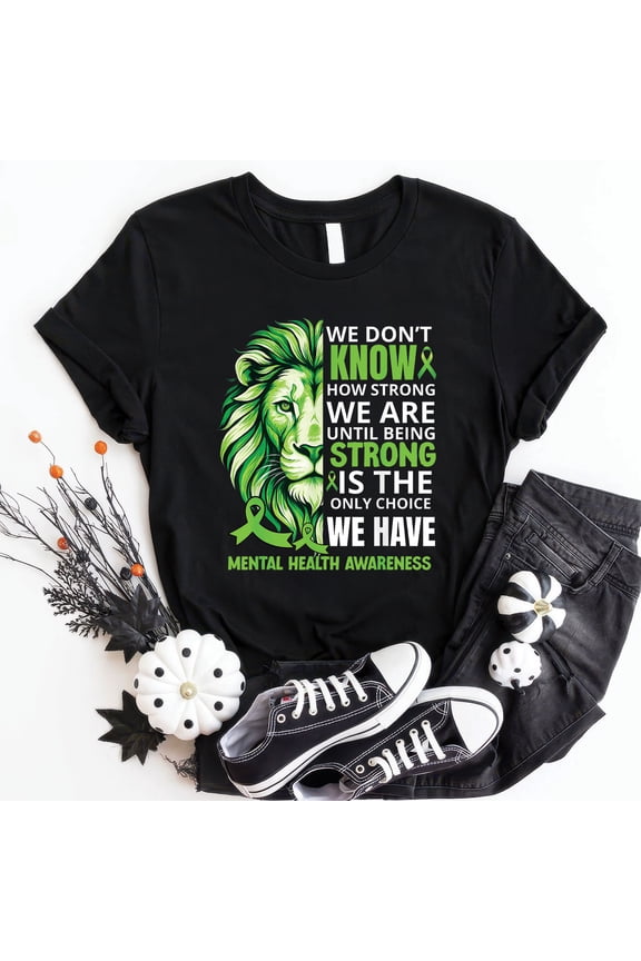 Lion Motivational Green Ribbon Mental Health Awareness T-Shirt