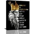 thumbnail image 1 of Lion Motivational Wall Art Crown Lion Pictures Wall Decor Entrepreneur Quotes Mindset Is Everything Canvas Prints Painting Framed Artwork for Office Bedroom Living Room 12x16 Inch, 1 of 6