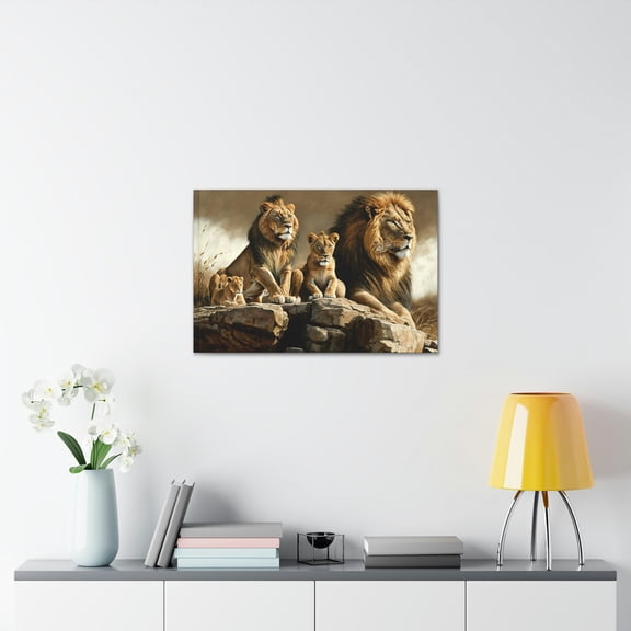 Lion Nature Art for Office, Living Room, Wall Decor, Wall Art, Custom Portrait Art, Wide Majestic, Cat Art