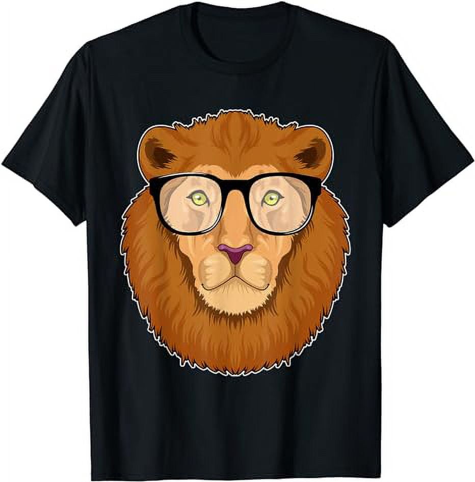 Lion Nerd Glasses T-Shirt - Walmart.com