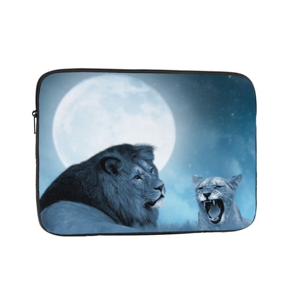 Lion Night Sky Moon Portable Laptop Sleeve Compatible with MacBook Air Notebook Computer Case for Men Women College School Students