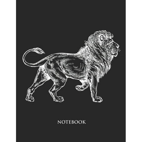 Lion Notebook: Hand Writing Notebook - Large (8.5 x 11 inches) - 110 Numbered Pages - Black Softcover (Paperback)