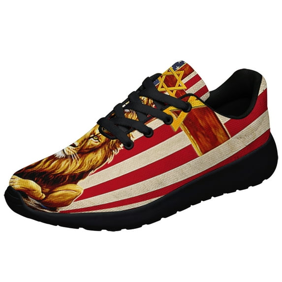 Lion Of Judah Cross Str Of David American flag Shoes Sneakers Black Size 10
