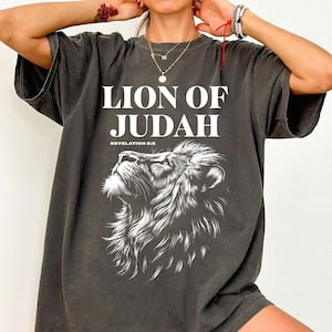 Lion Of Judah T-Shirt, Revelation 5:5, Christian Graphic Tee, Full Size S-5XL