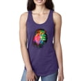 thumbnail image 1 of Lion Paint Art Splatter Abstract Art Animal Lover Ladies Racerback Tank Top, Purple Rush, X-Large, 1 of 3