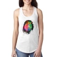 thumbnail image 1 of Lion Paint Art Splatter Abstract Art Animal Lover Ladies Racerback Tank Top, White, Large, 1 of 3
