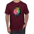 thumbnail image 1 of Lion Paint Art Splatter Abstract Art Animal Lover Men's Graphic T-Shirt, Maroon, Medium, 1 of 3