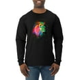 thumbnail image 1 of Lion Paint Art Splatter Abstract Art Animal Lover Mens Long Sleeve Shirt, Black, Medium, 1 of 3