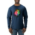 thumbnail image 1 of Lion Paint Art Splatter Abstract Art Animal Lover Mens Long Sleeve Shirt, Vintage Heather Navy, Medium, 1 of 3