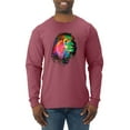 thumbnail image 1 of Lion Paint Art Splatter Abstract Art Animal Lover Mens Long Sleeve Shirt, Vintage Heather Red, Small, 1 of 3