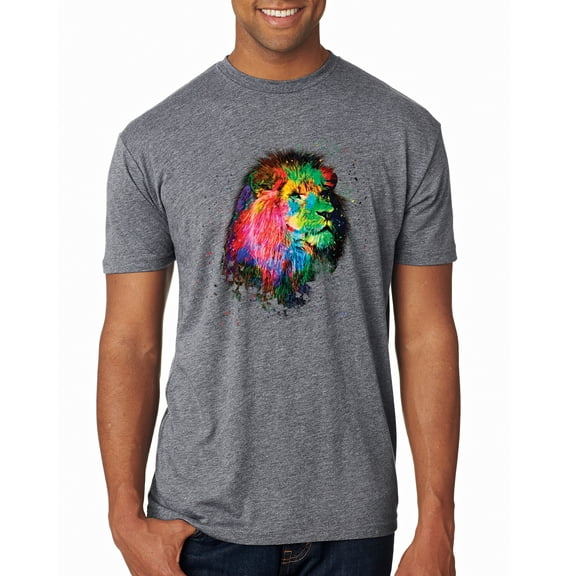 Lion Paint Art Splatter Abstract Art Animal Lover Mens Premium Tri Blend T-Shirt, Premium Heather, Small