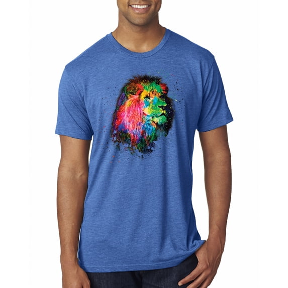 Lion Paint Art Splatter Abstract Art Animal Lover Mens Premium Tri Blend T-Shirt, Vintage Royal, Small