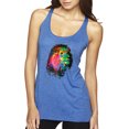 thumbnail image 1 of Lion Paint Art Splatter Abstract Art Animal Lover Tri-Blend Racerback Tank Top, Vintage Royal, Small, 1 of 3