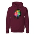 thumbnail image 1 of Lion Paint Art Splatter Abstract Art Animal Lover Unisex Graphic Hoodie Sweatshirt, Maroon, 3XL, 1 of 3
